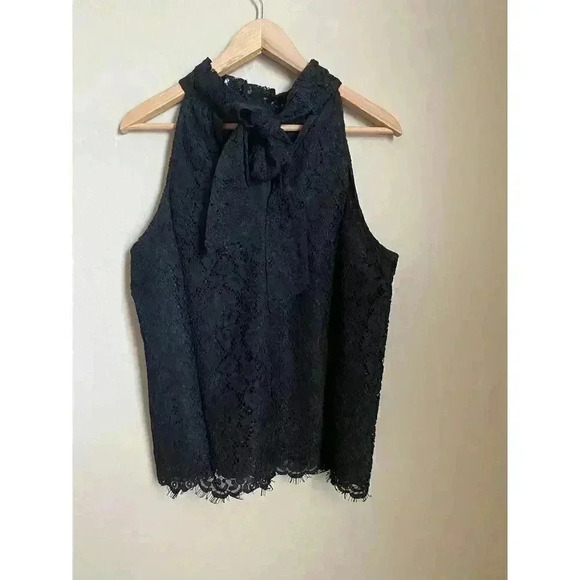 J. Crew Tie-neck‎ Top in Lace Black Size Medium - Picture 9 of 16